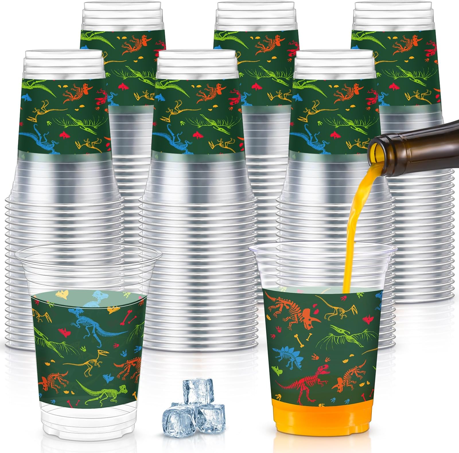 Maxcheck Dinosaur Party Favor Gift Supplies Dinosaur Cups with Straws and Lids,10oz