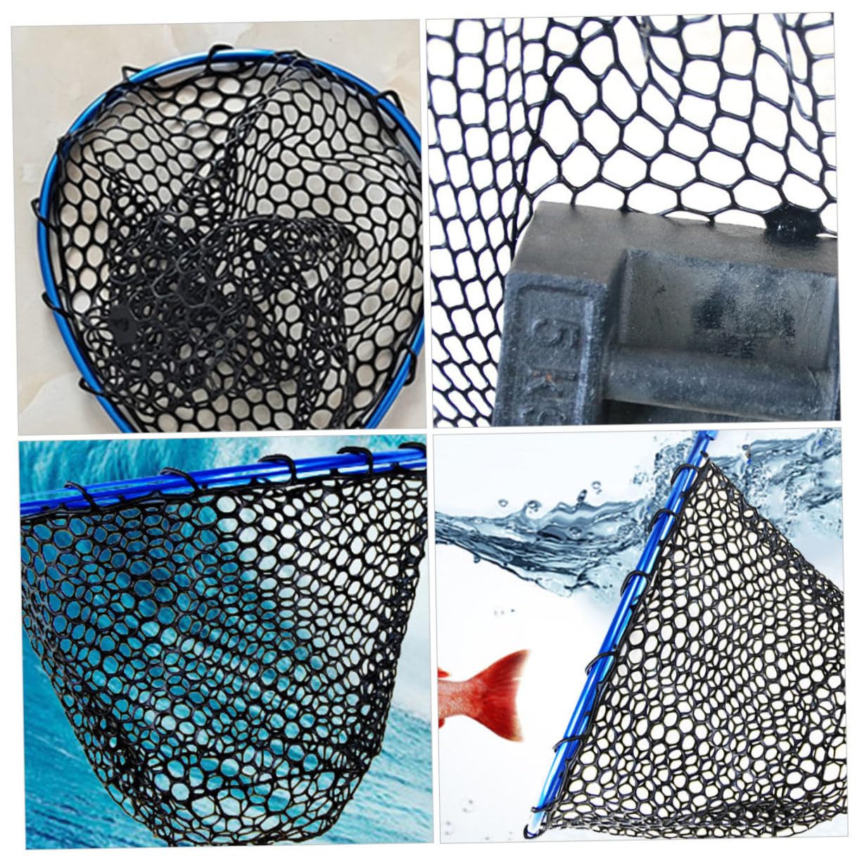 Hemobllo Pesca de Aterrizaje de Aleación de Aluminio con Recubrimiento de Goma Ligera y Portátil de Mano para Pesca con Mosca con Cordón de Seguridad