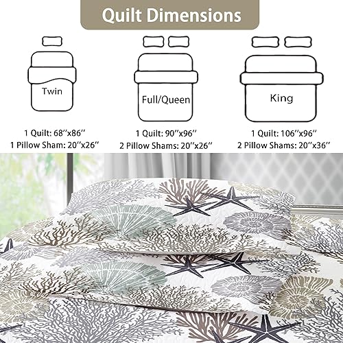 Miniatura 6 de Tritard Juego de edredón costero de 3 piezas tamaño King, edredones reversibles de microfibra con 2 fundas de almohada, ropa de cama suave y ligera,