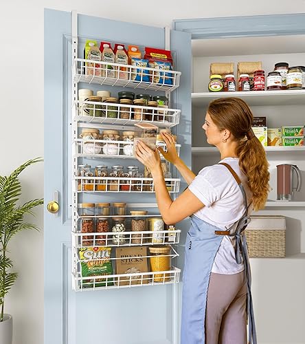 Vista 8 de Mefirt Over The Door Pantry Organizer, Wall Mount Spice Rack, Pantry Hanging Storage and Organization, 6 Adjustable Baskets Heavy-Duty Metal for