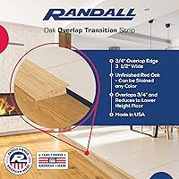 Vista 3 de Randall Manufacturing Co., Inc Superposición de roble Roble macizo Superposición de 3/4 pulgadas de alto Tira de transición de material 3