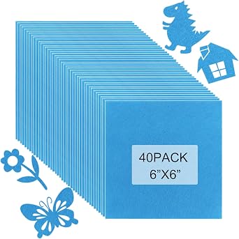 40 Pcs Stiff Felt Fabric Sheet for Crafts,1mm Thick and 6x6Blue Felt Fabric Sheets for Crafts DIY Handcraft Sewing Squares Patchwork Nonwoven