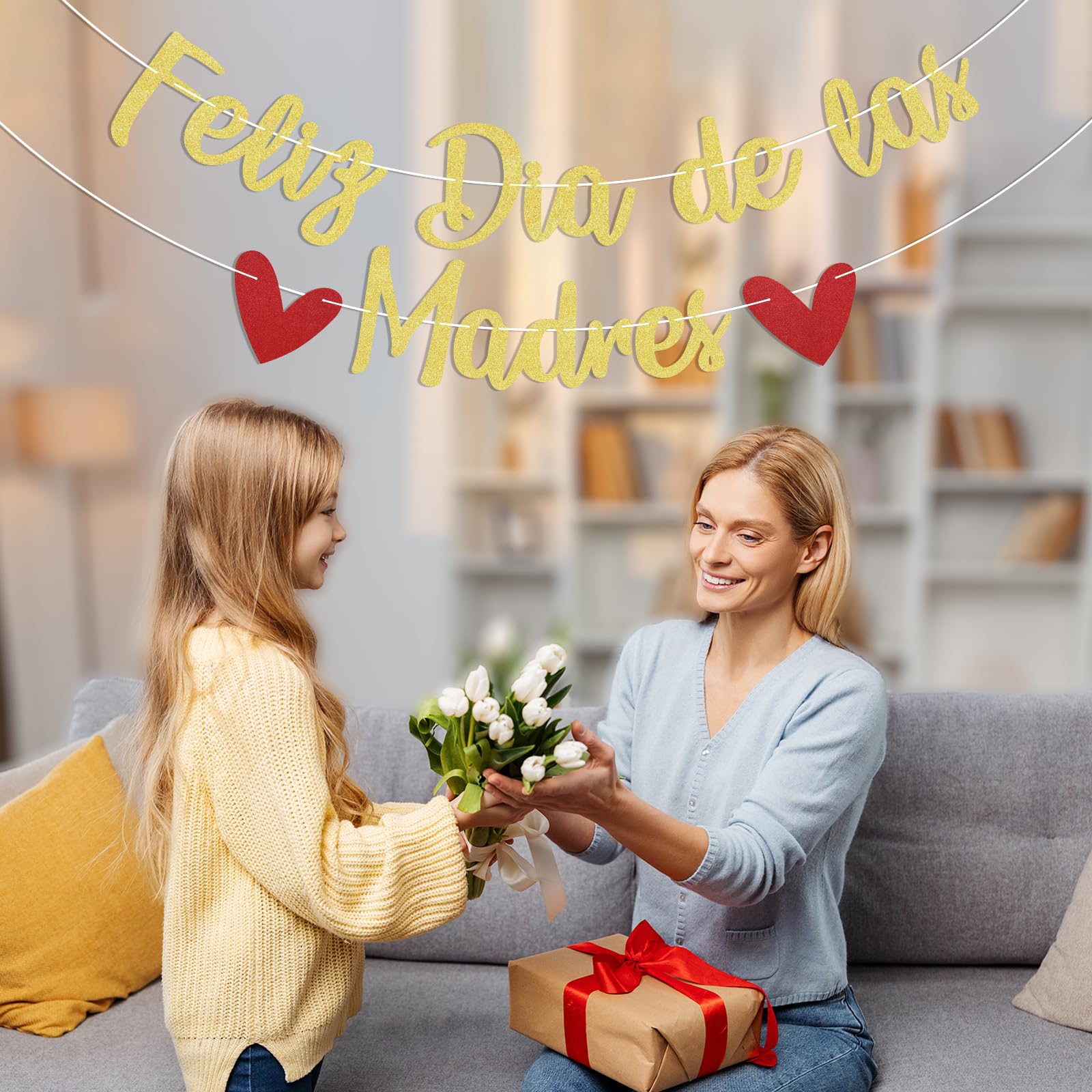 Feliz Dia De La Madre Banner – Spanische Muttertags-Deko Mit Glitter, Wimpelkette Für Party & Feier