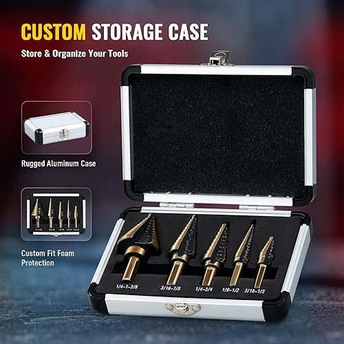 Miniatura 7 de CO-Z HSS juego de brocas escalonadas de cobalto para 50 tamaños de agujeros con estuche de aluminio 5 piezas