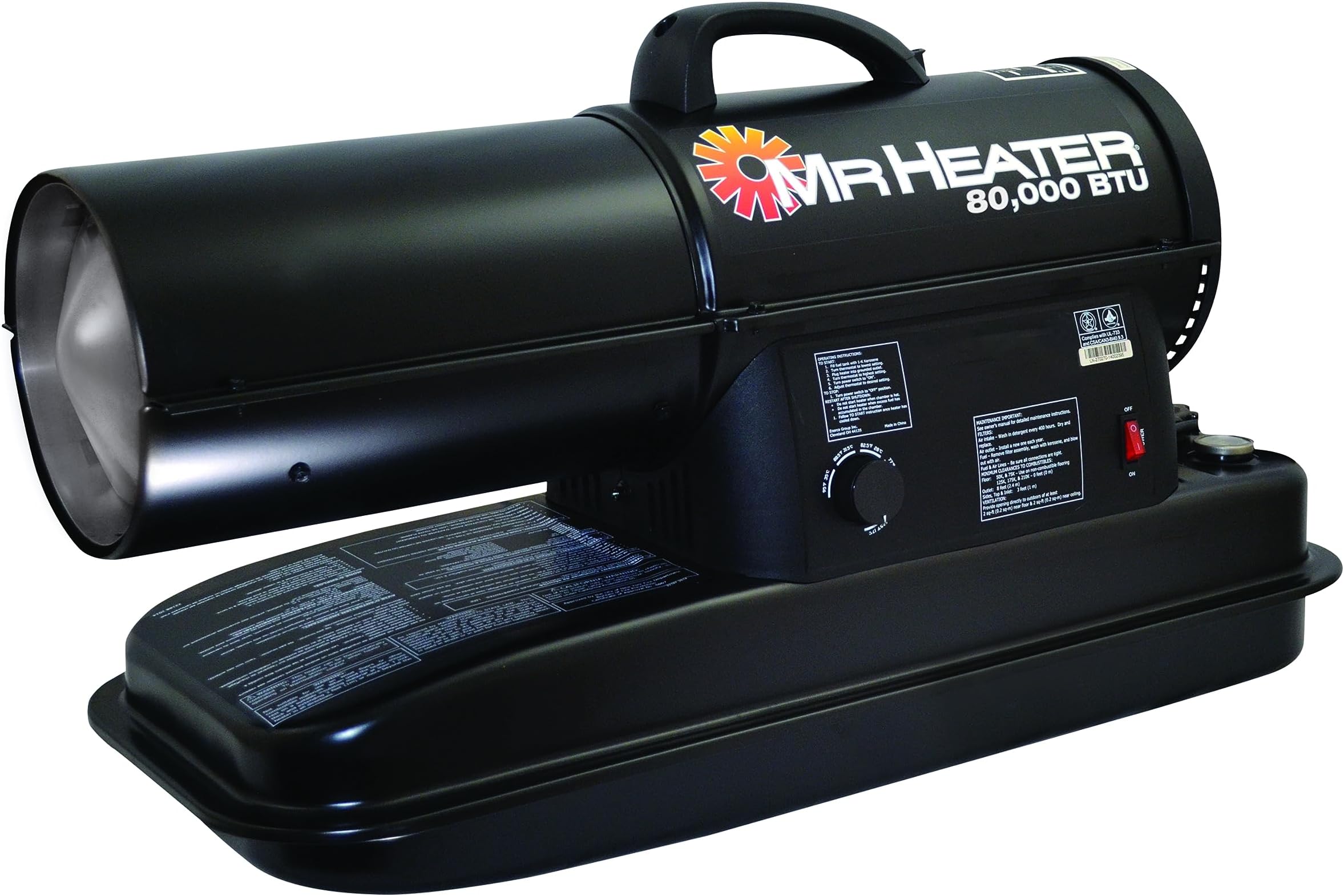 80,000 BTU Forced Air Kerosene Heater Black