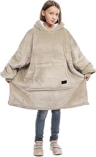 Miniatura 10 de Catalonia Sudadera tipo manta con capucha para niños, sudadera de sherpa extragrande para adolescentes jóvenes, idea de regalo