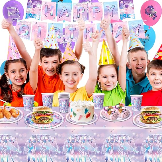 68Pcs K Pop Birthday Decorations, Theme Party Decorations , Kids' Party Tableware Set with Balloons Banner Tablecloth Plates Napkins Cups Party Supplies for Girls Fans