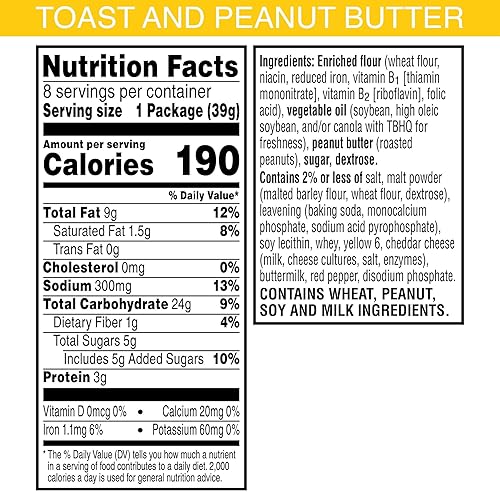 Miniatura 2 de Keebler Sandwich Crackers, Single Serve Snack Crackers, Office and Kids Snacks, Toast and Peanut Butter (12 Trays, 96 Packs)
