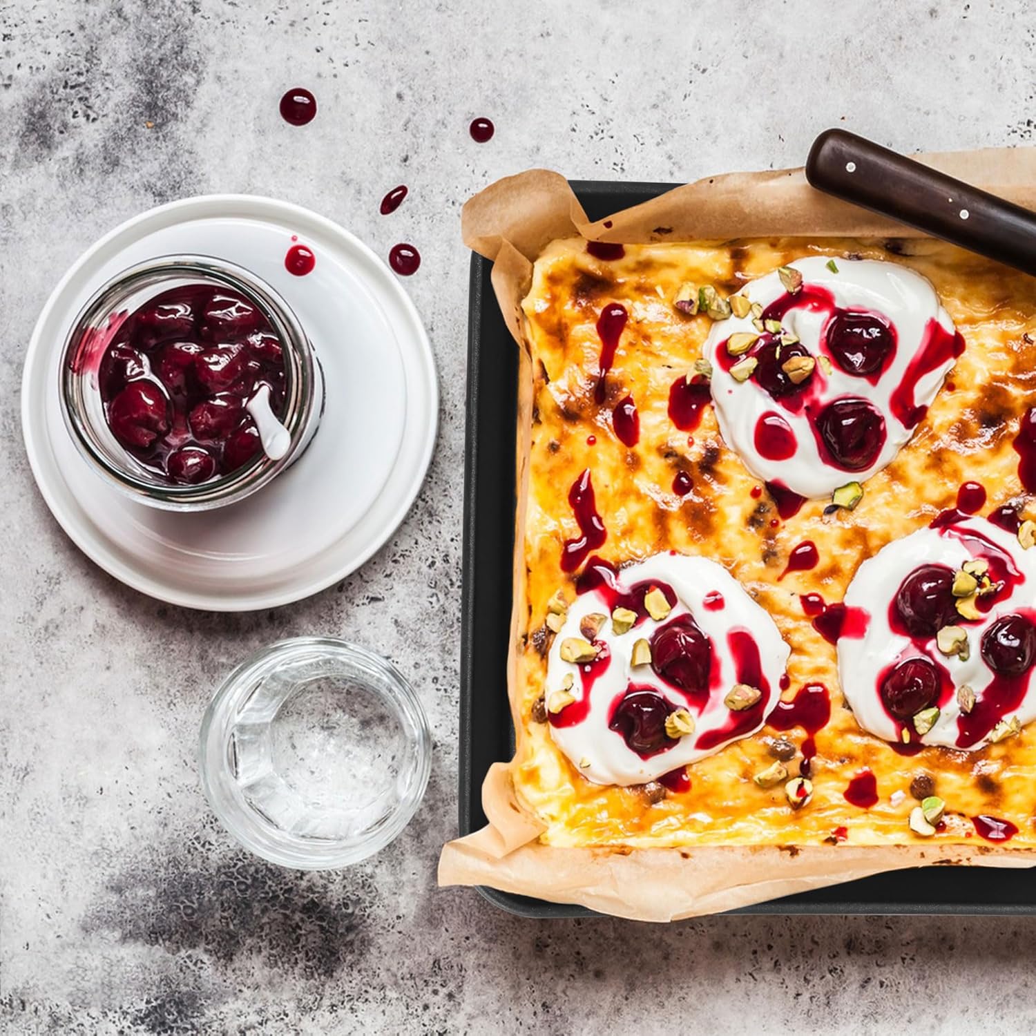 E-far 9x9 Baking Pan, Nonstick Square Cake Pan with Stainless Steel Core, Black Metal Bakeware for Brownies Lasagna Cakes, Non-toxic & Easy Clean, 2 Inch Deep - Image 6