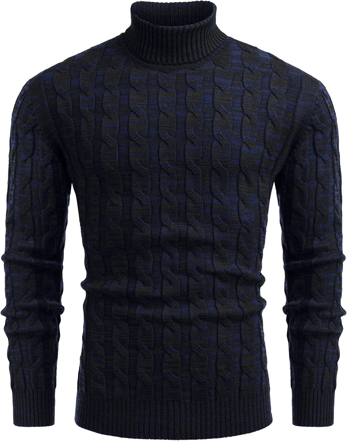 COOFANDY Men's Slim Fit Turtleneck Sweater Casual Twisted Knitted Pullover Sweaters