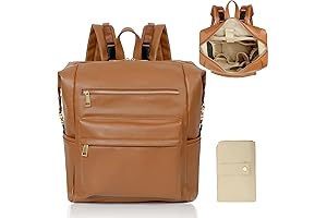 Spacious Faux Leather Diaper Backpack for Modern Parents