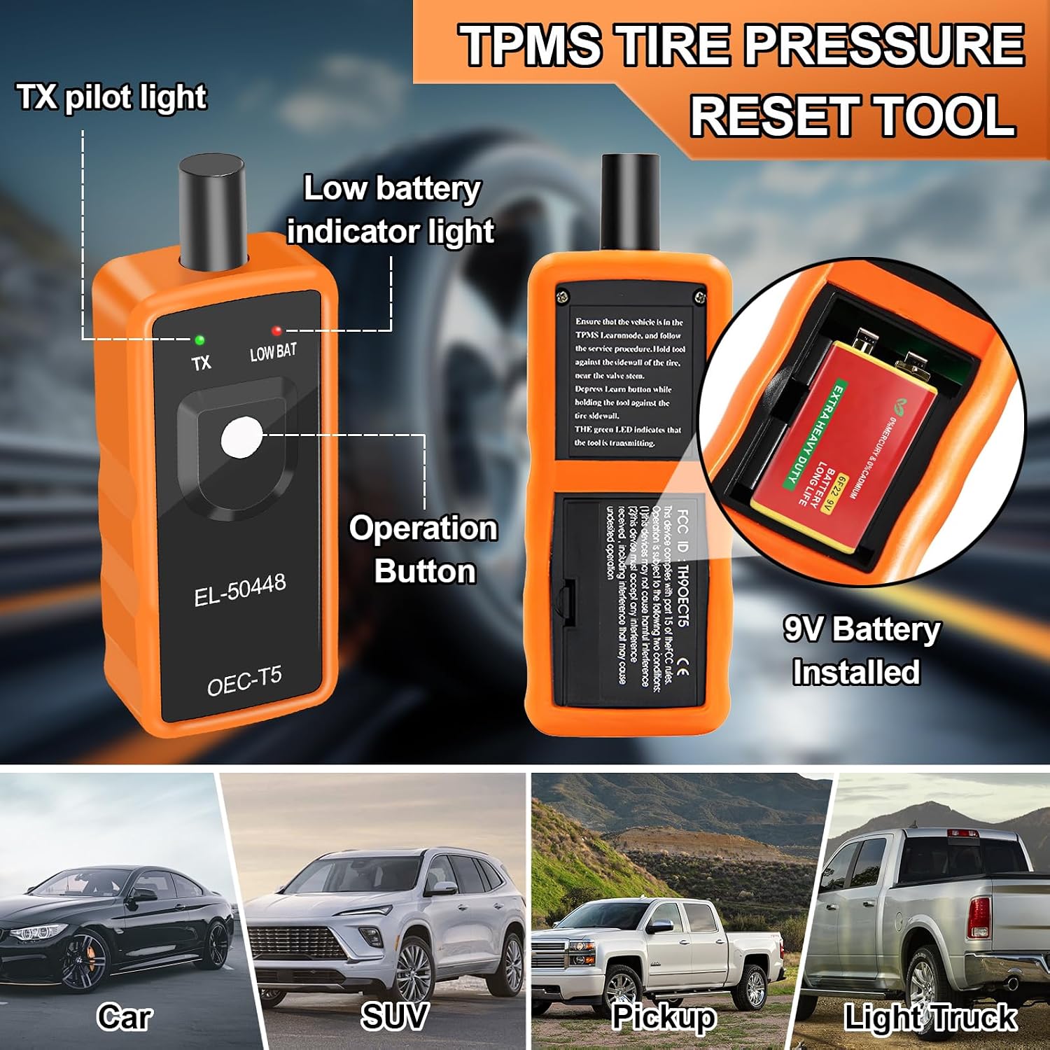 EL-50448 TPMS Relearn Tool for GM Buick/Chevy/Cadillac Series Vehicles Tire Sensor TPMS Reset Tool Tire Monitoring System Activation Reset Tool OEC-T5 TPMS Tool 2026 Edition (with Battery)