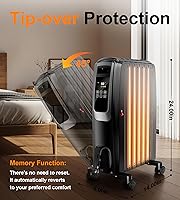 Vista 7 de Oil Filled Radiator Heater, 1500W Electric Heater with Thermostat, Space Heaters for Large RoomHeaters with ECO Mode, 24H Timer, Tip-over & Overheat