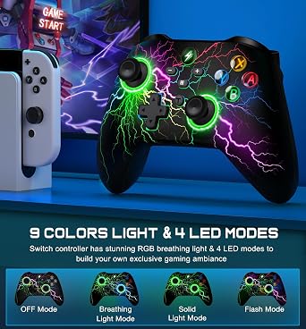 Upgraded Wireless Switch 2 Controller for Nintendo Switch/OLED/Lite - Hall Effect Triggers, RGB, Programmable Back Buttons - Also for iOS/Android, Wired PC Gaming