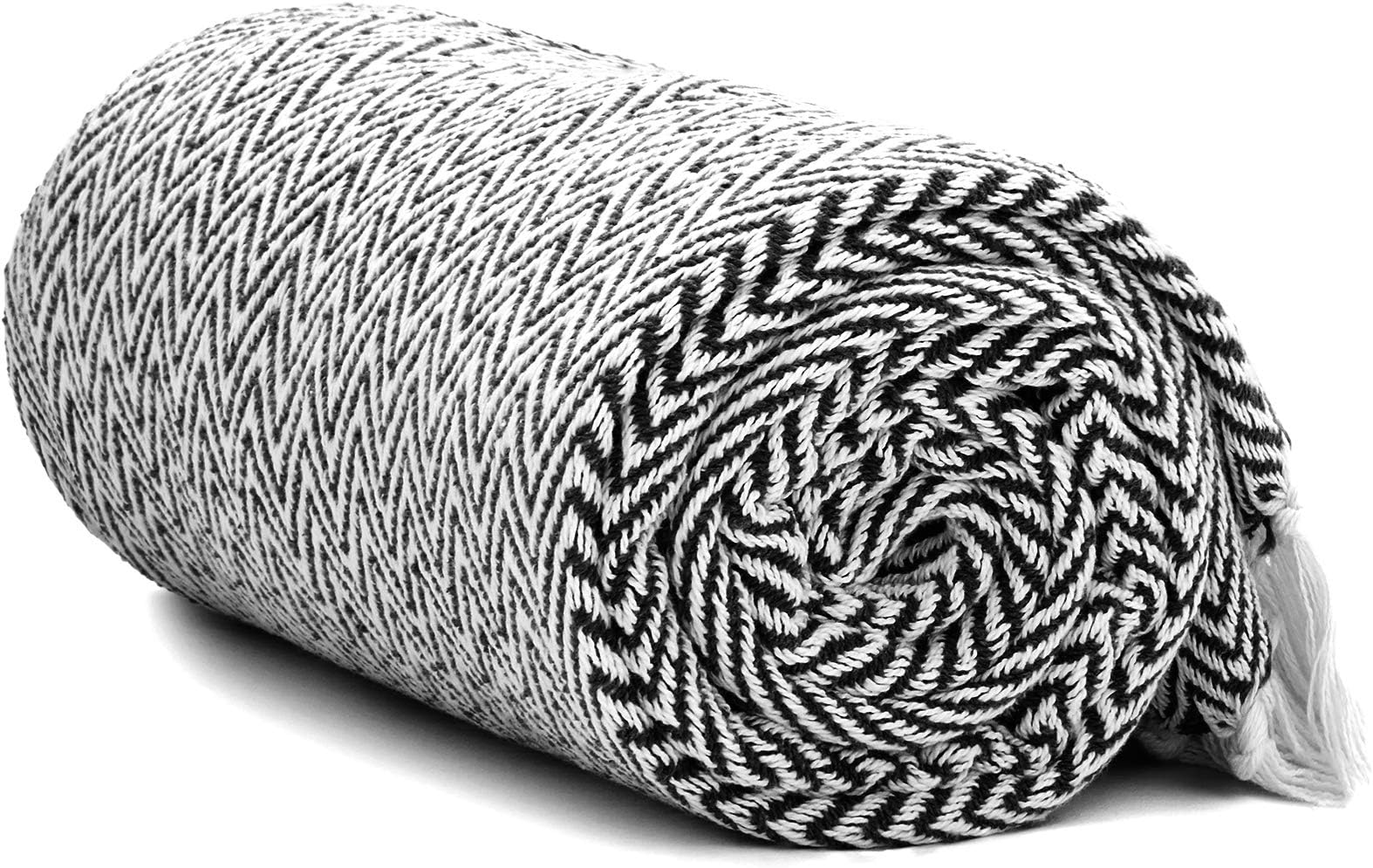Americanflat Throw Blanket for Couch, 50x60, Black and White Herringbone