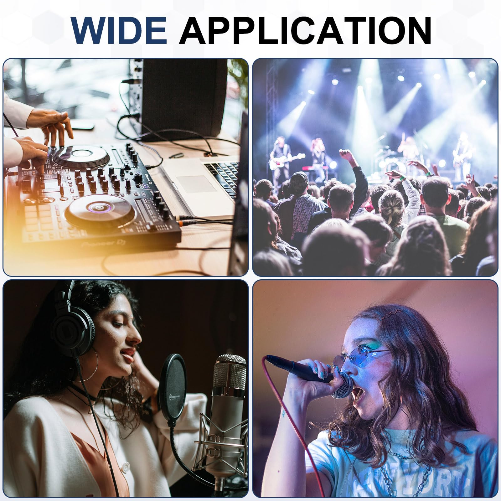 sourcing map 6 cavi XLR, 2 m, cavo per microfono XLR maschio a femmina, 3 pin, accessori bilanciati per microfoni e altoparlanti per studi di registrazione dal vivo, mixer, illuminazione da