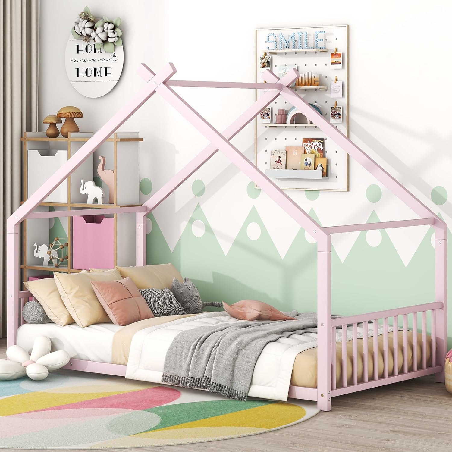 Amazon.com: Montessori Floor Bed Twin Size, Twin Size House Floor Bed ...