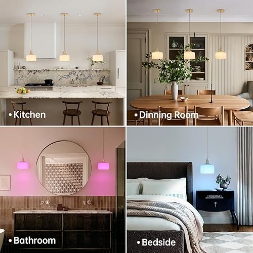 Miniatura 58 de Lámpara colgante con pantalla de cristal ámbar Scindapsus de cristal, lámpara colgante vintage de latón, luz colgante ajustable para cocina, isla