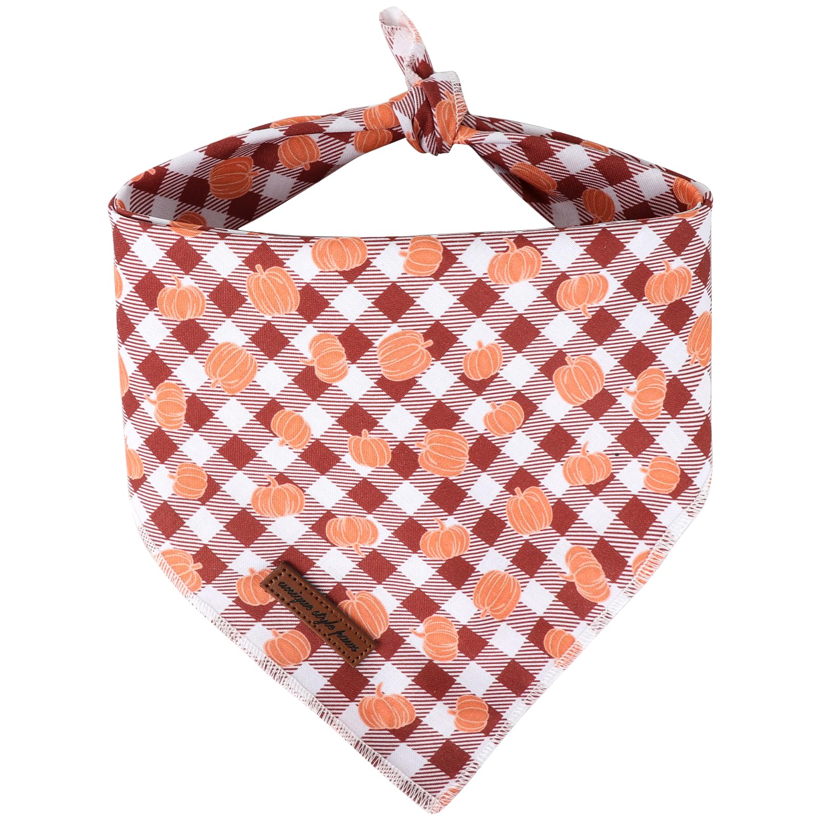 Unique style paws Halloween-Hundehalstücher, Dreieckiges Kürbis-Haustierhalstuch für Jungen und Mädchen, Strapazierfähiger Stoff, Kürbiskariertes Hundetuch für Mittlere und Große Hunde (Groß)