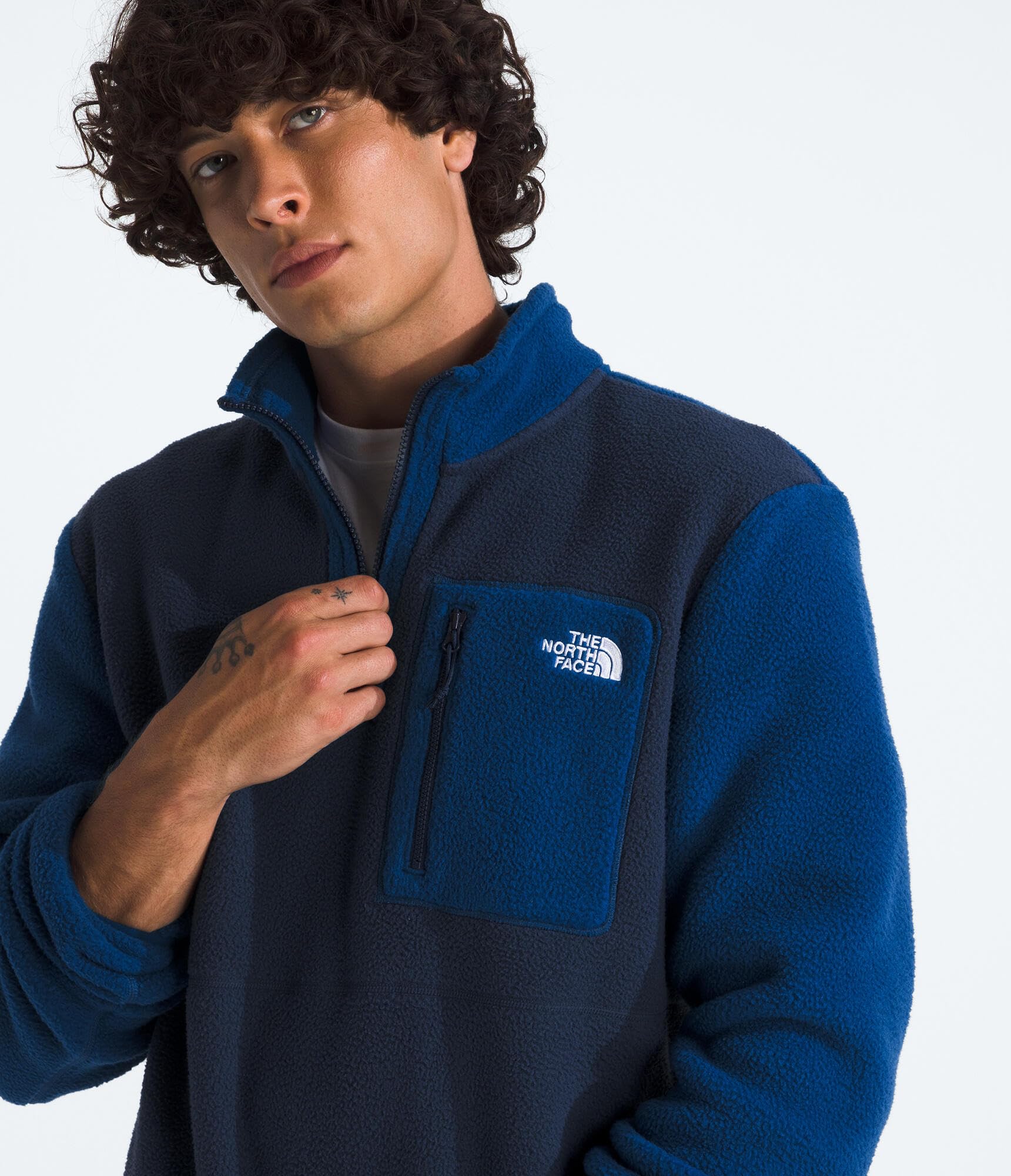 THE NORTH FACE Men's Yumiori Quarter Zip Jacket | Lightweight Fleece Coat With Embroidered Logo, Secure Zip Chest Pocket