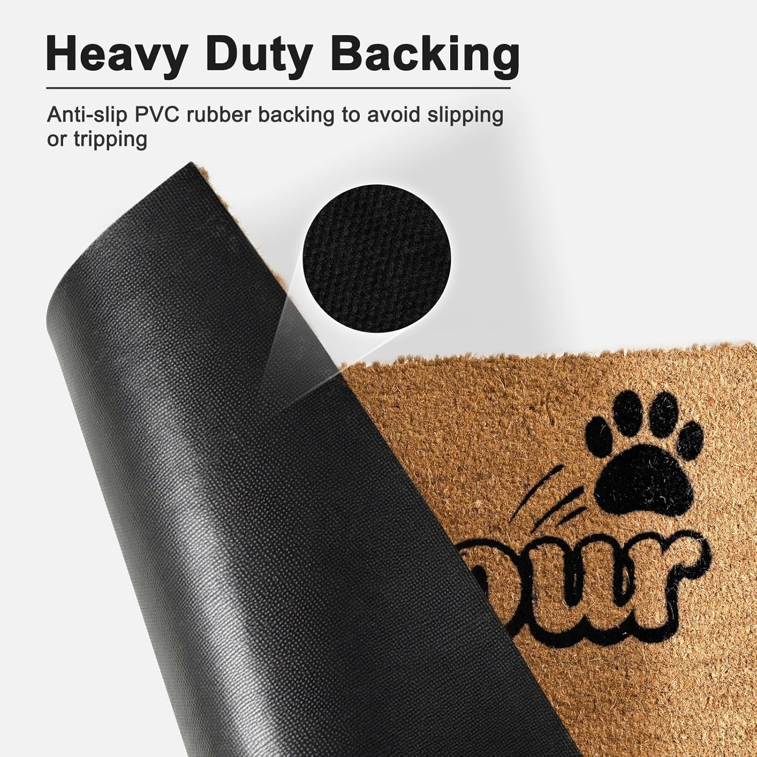 Natural Coco Coir Dog Door Mats for Muddy Paws, Non-Slip Welcome Mat with Heavy Duty Backing, Coconut Funny Front Door Mat Outside Entrance, Porch, Entry, Patio, Garden, Garage, Mudroom 17x30