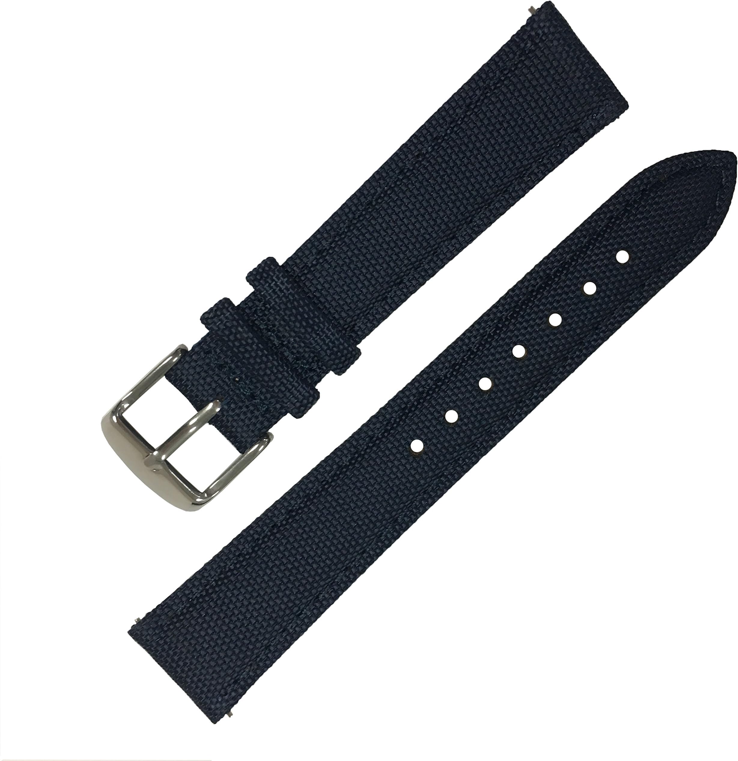 Quick Release Nylon Sailcloth Watch Band, Nylon Full Grain Leather Replacement Watch Strap with Stainless Steel Metal clasp
