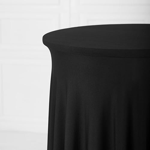 Miniatura 7 de Your Magic Moment Falda redonda de mesa de cóctel, mantel negro para mesa de highboy, mantel redondo de elastano, ajustable para mesas de 24