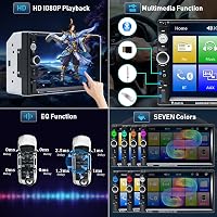 CAMECHO Dupla DIN Autórádió Bluetooth MP5 Multimédia Sztereó USB FM Android Tükrözés + LED Tolatókamera Távirányítóval 6