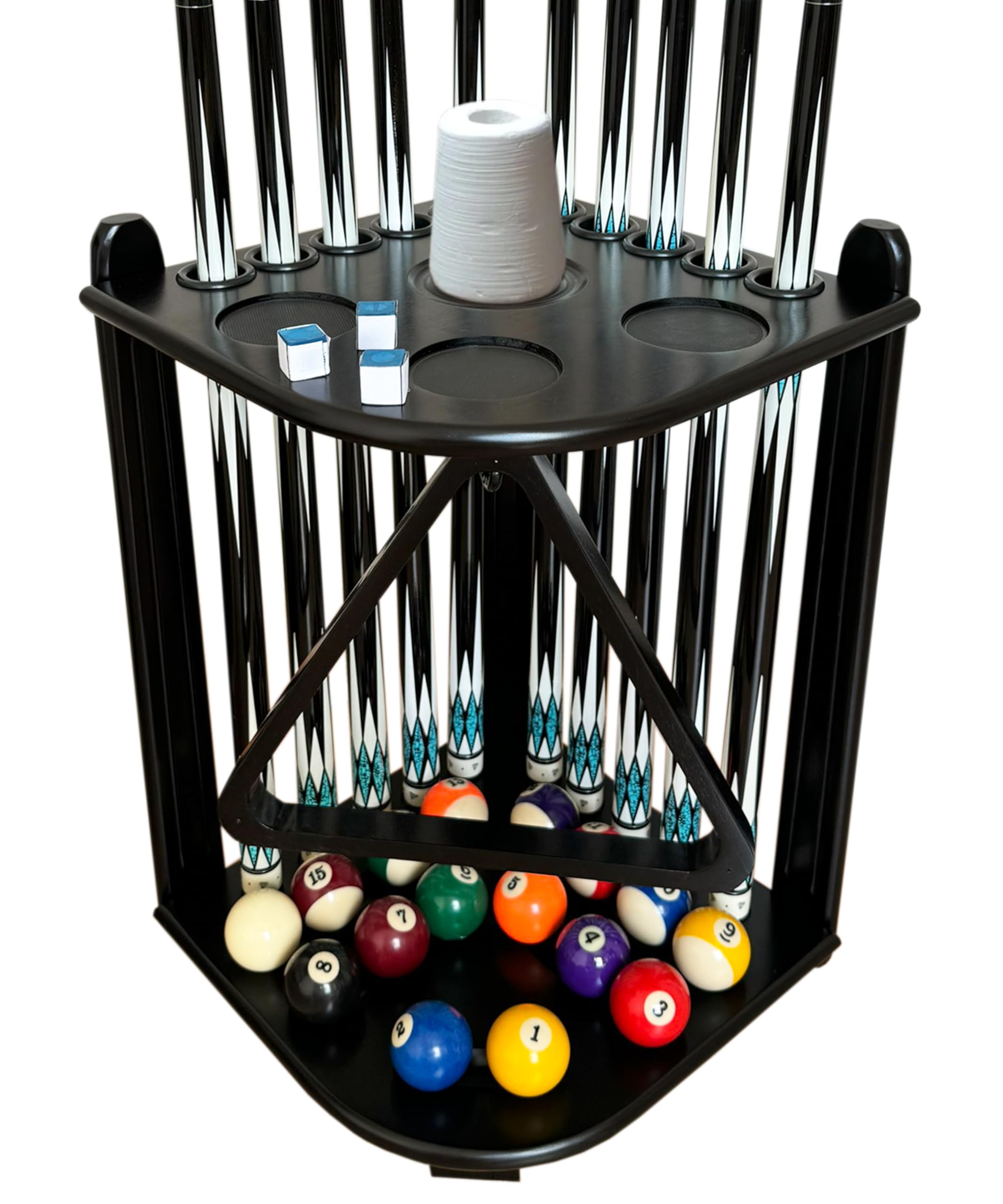GACCO BILLIARDS Corner Pool Cue Holder Rack Hold 10 Cue