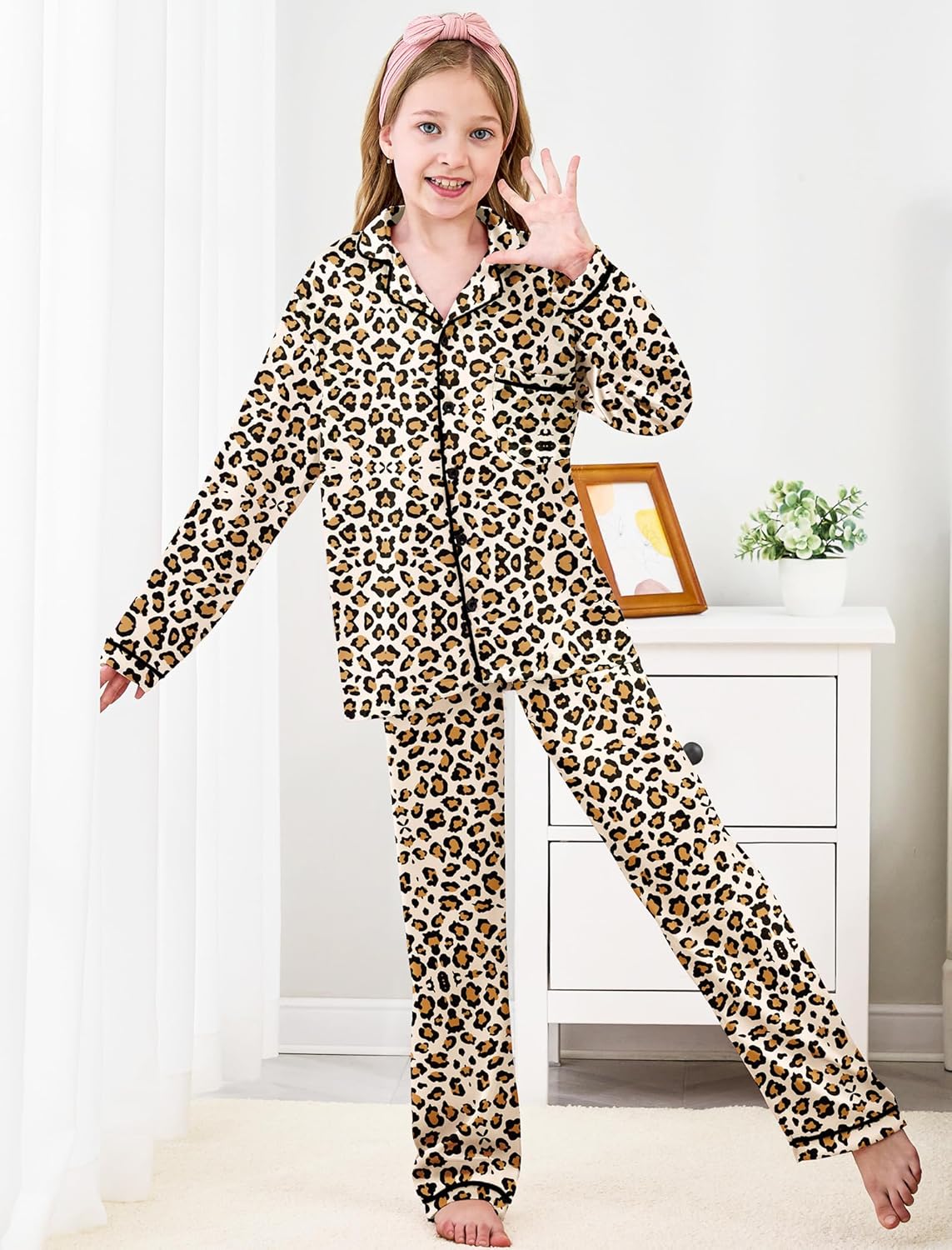 Mikrdoo Silk Pajamas for Girls Long Sleeve PJs for Kids Top and Pants 2 Piece Satin Slpeepwear Set 3-14 Years - Image 2