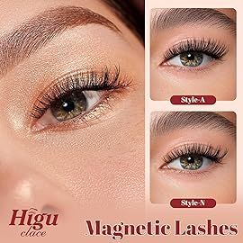 Higu clace Magnetic Eyelashes with Applicator, 1 Pair Reusable Magnetic Lashes Without Eyeliner, Magnetic Eyelashes Natural Look, No Glue Needed (XTY-N)