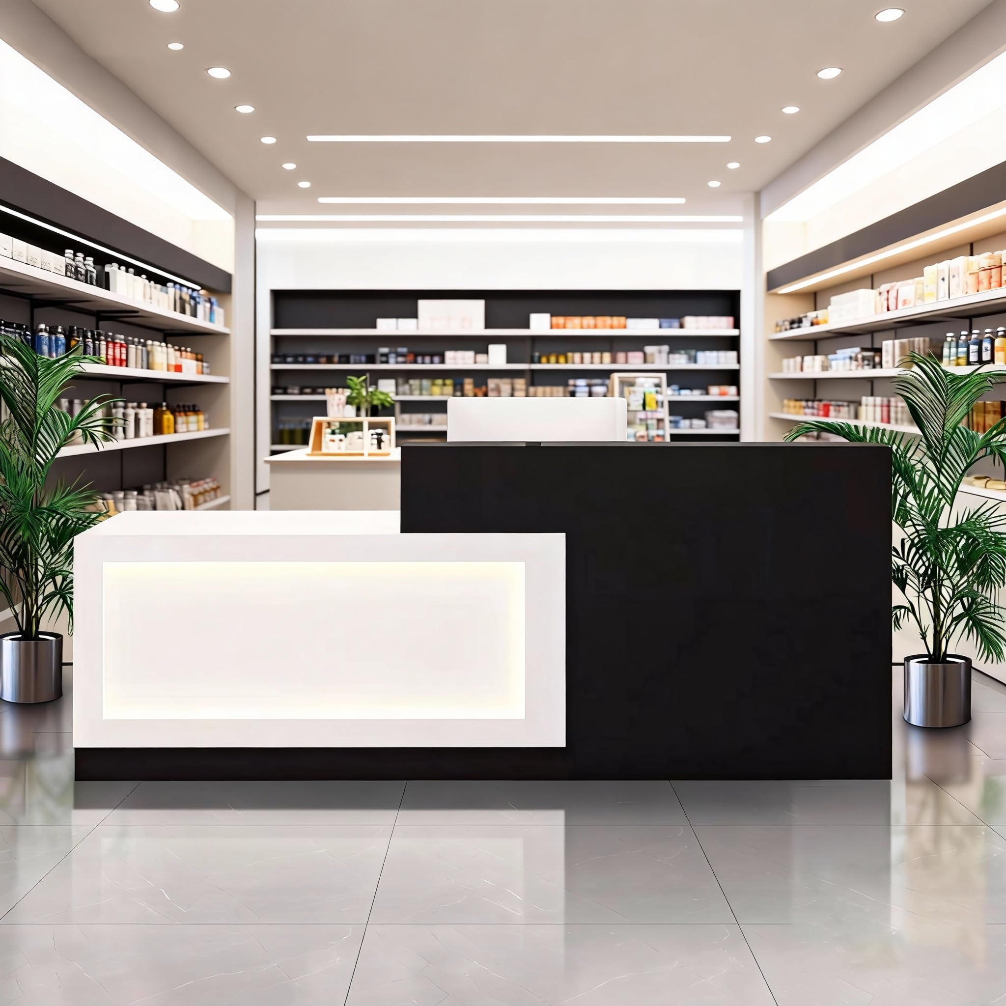 Modern Reception Desk Front Office Desk Retail Counter Checkout Large Standing Receptionist Room Tables Check Out Counter for Beauty Salon/Lobby/Home