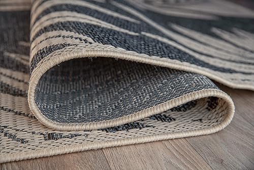 Miniatura 5 de Rugshop Alfombra para interiores y exteriores, diseño de hoja azul, lavable para manguera, para sala de estar, comedor y patio, 7'10" x 10'