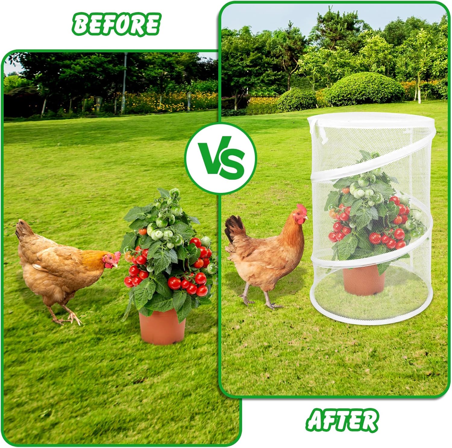 4 Pcs Pop Up Plant Cover Net,19”x 14”Round Foldable Plant Covers,Garden Plant Protectors with 16 Pcs Ground Stakes,Garden Mesh Covers for Outdoor and Indoor Plants