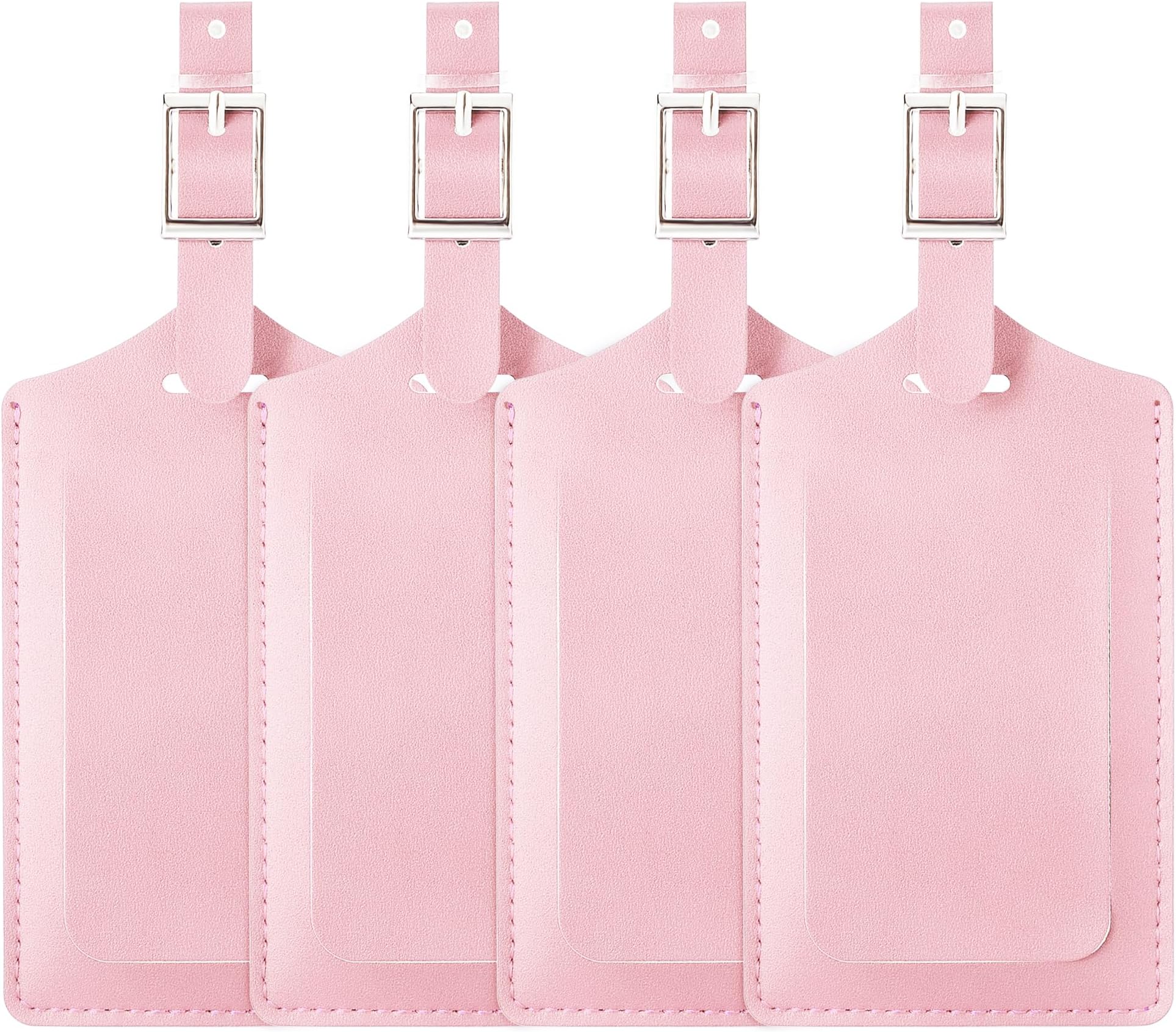 Travelambo 4 Pack Leather Luggage Tags for Suitcases Travel Tags (Light Pink)