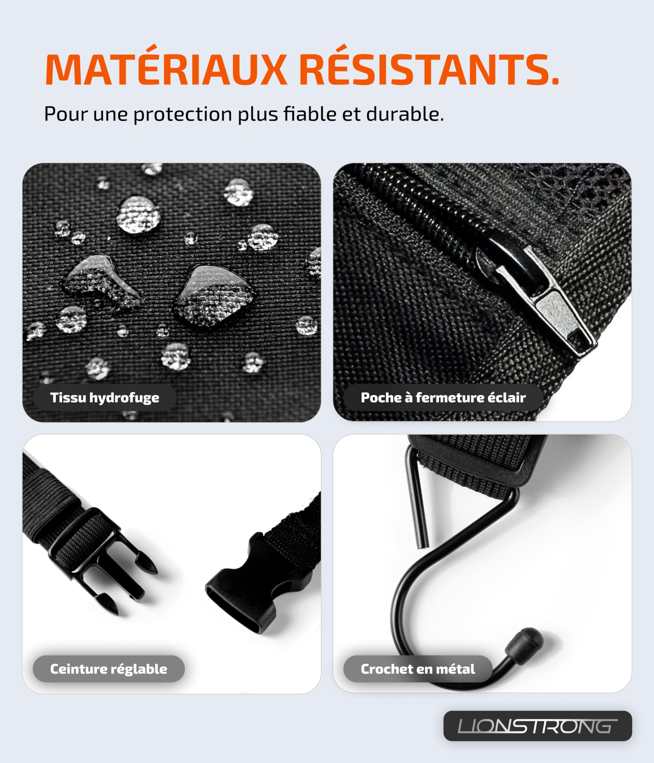 LIONSTRONG Organisateur de voiture - protecteurs de siège de voiture - kick mats - pour siège auto avec grande poche - 2 pièces