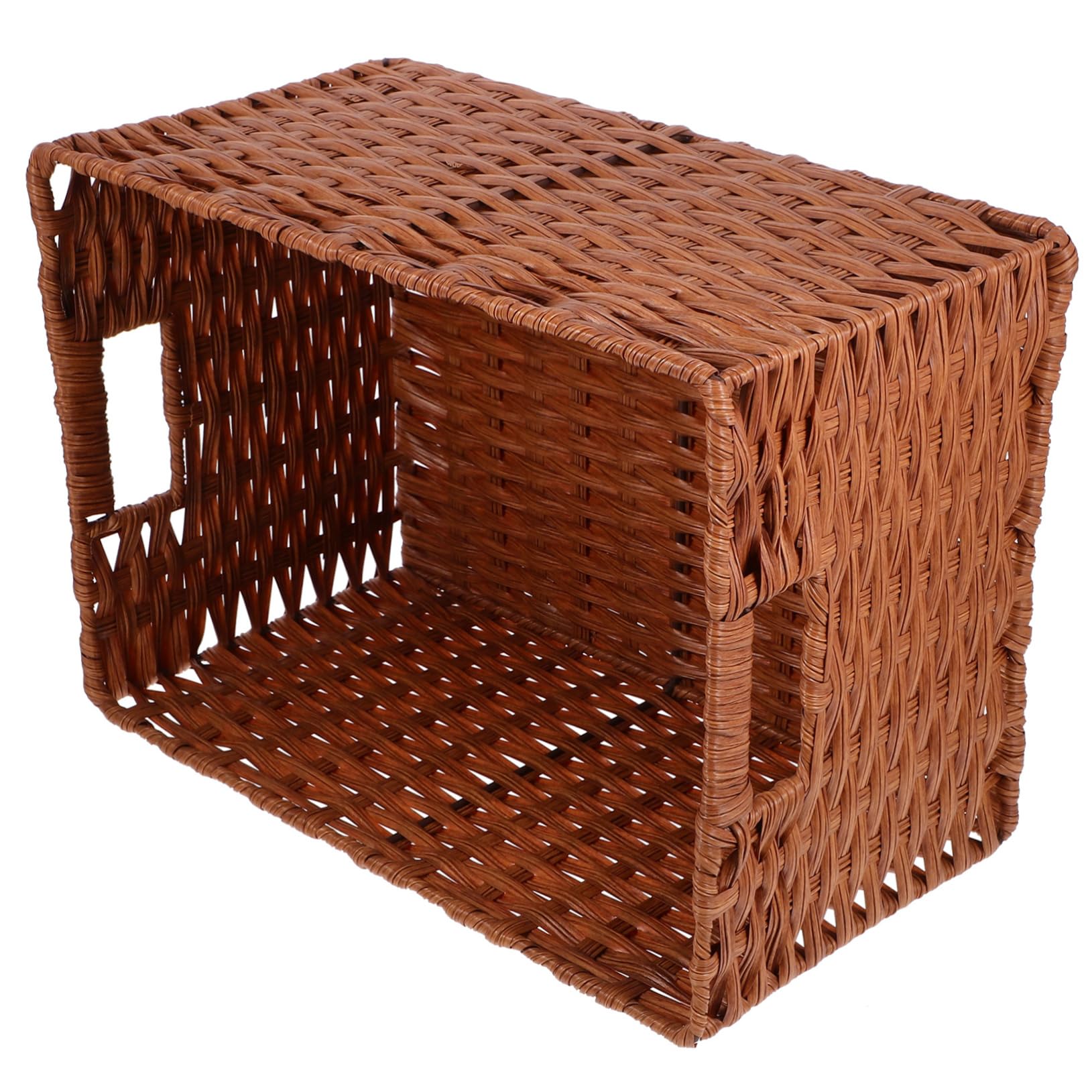 IMIKEYA Cesto Portaoggetti da Tavolo Intrecciato Effetto Rattan Grande Capacità in Ferro e Pp, Design Retrò per Scuole e Case, Soluzione Pratica di Stoccaggio