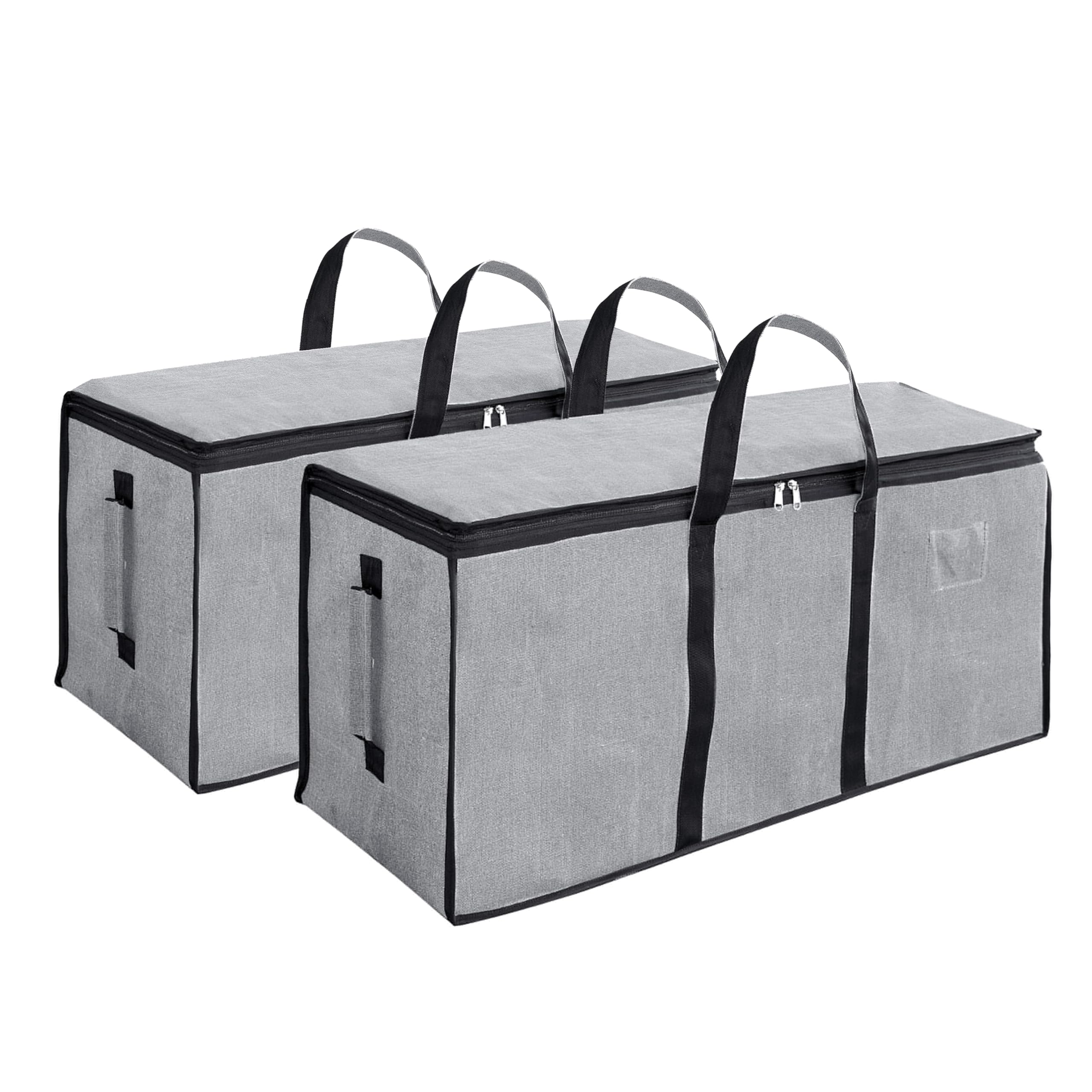 Storite 2 Pack Jumbo Super-Size 81 L Canvas Heavy Duty Storage Bag | for Toys/Stationery/Blankets/Clothes/Moisture Proof Moving Bags MultiPurpose With Strong Handles (Grey,87x26x36 cm)