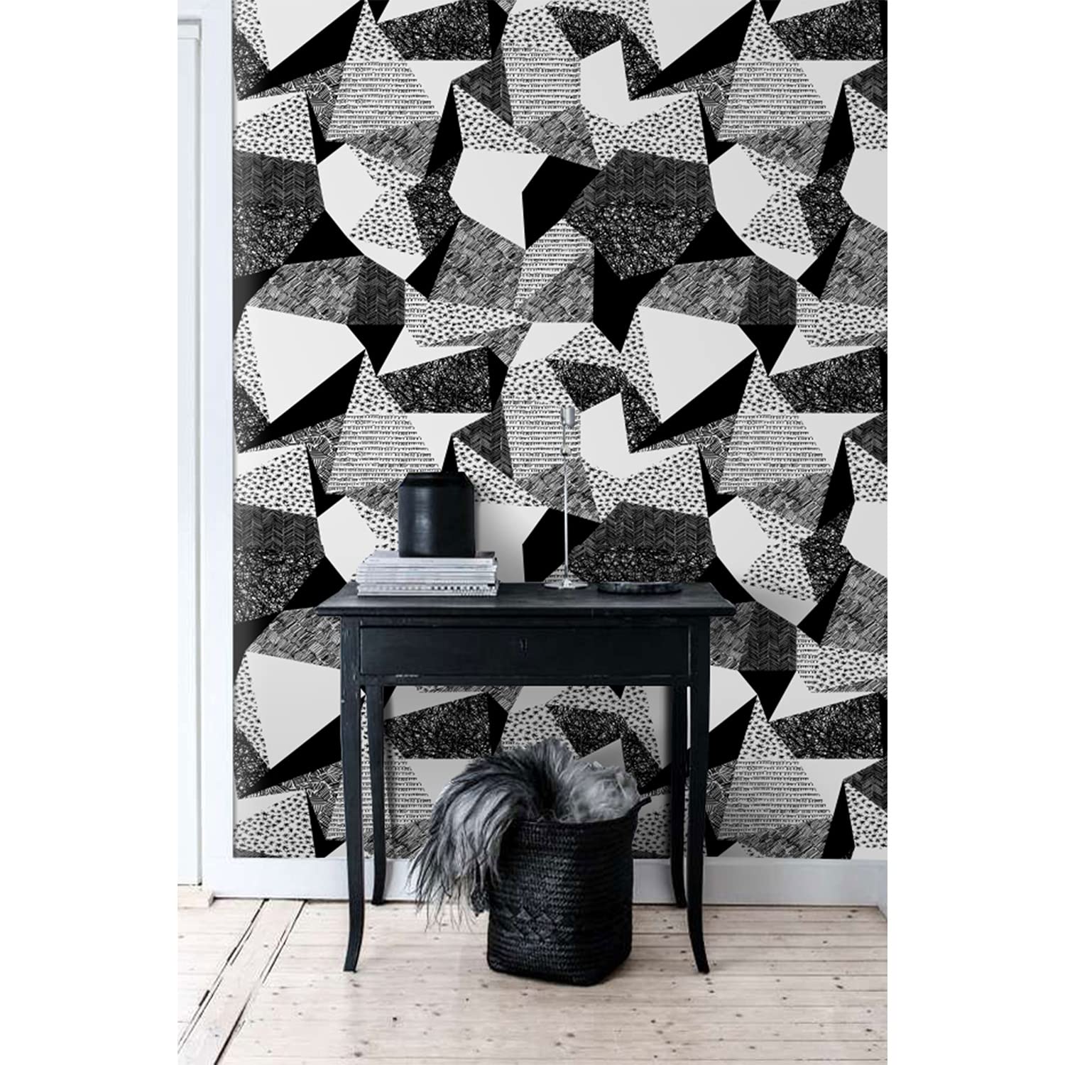 Papier peint auto-adhésif géométrique 312x219 cm pour salon et chambre