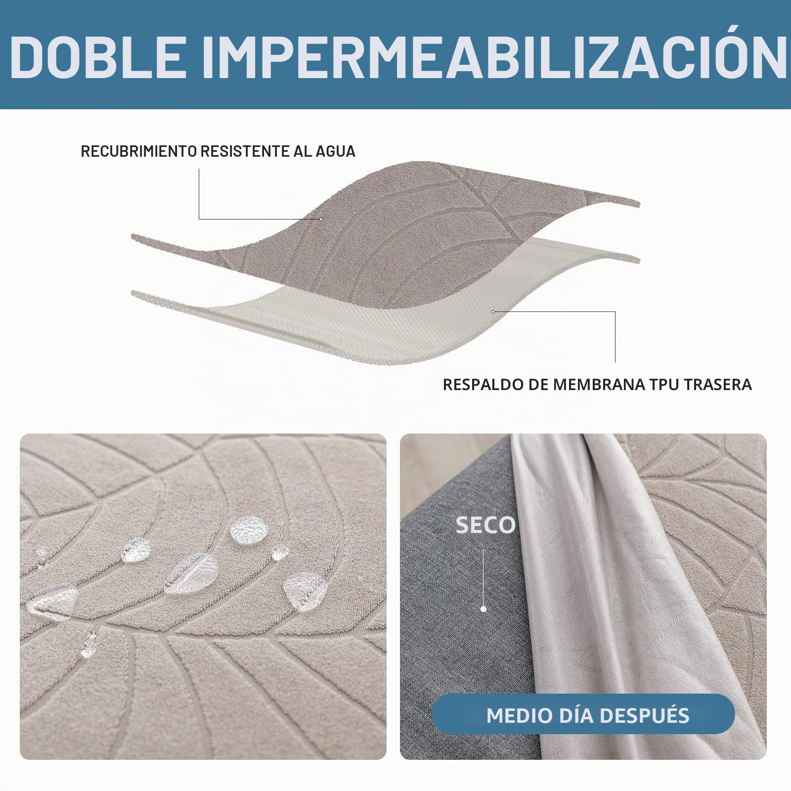 Genina Juego de 6 Fundas Impermeables para sillas de Comedor, Fundas elásticas para sillas de Comedor, Fundas extraíbles y Lavables para Cocina, Hotel, Restaurante (Hojas, Gris cálido, 6 Piezas)
