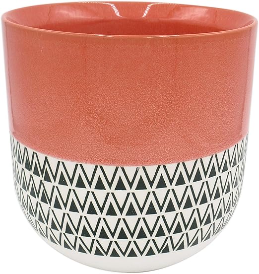 Amazon Brand Stone & Beam MidCentury Patterned Planter, 10.53"H, Coral Pink