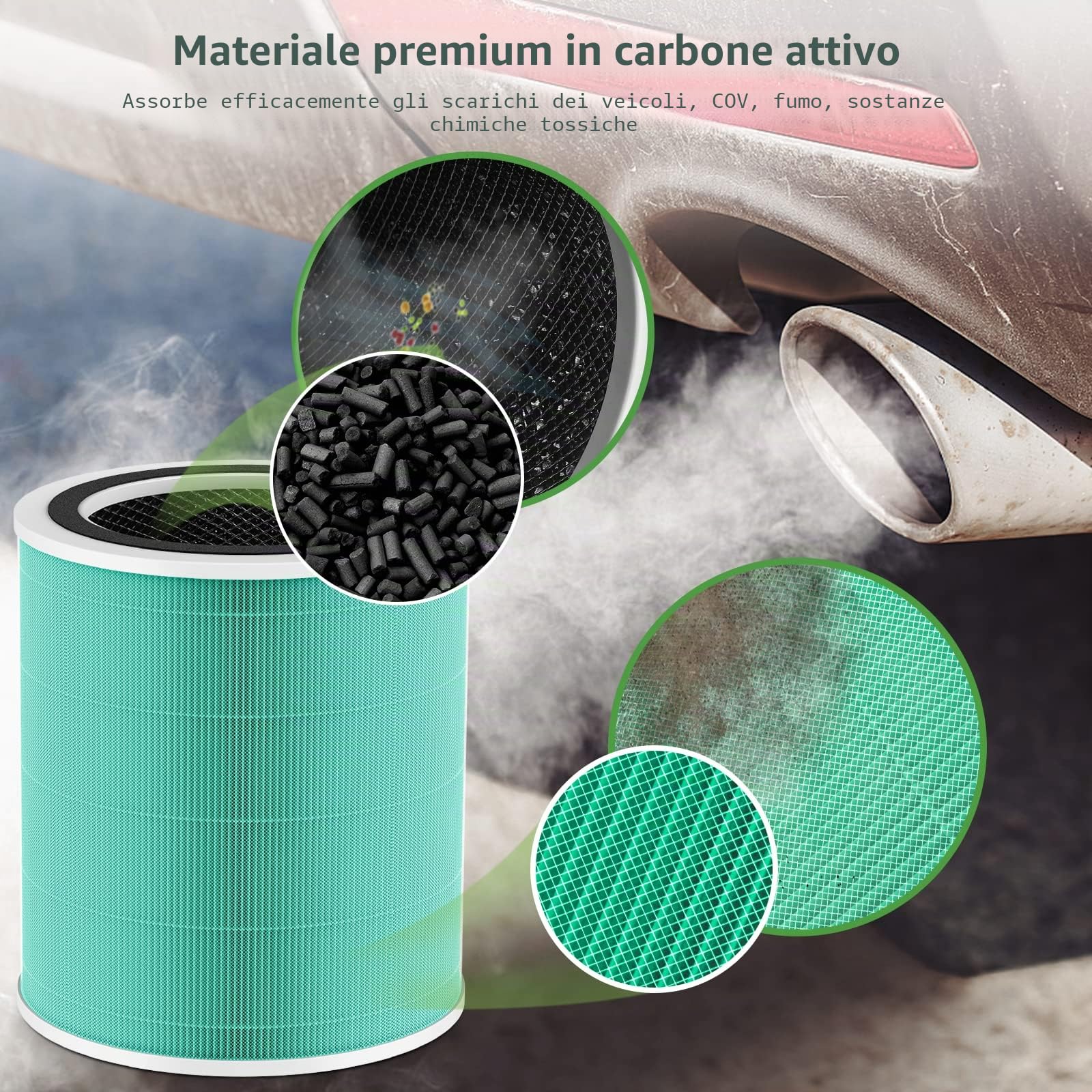 Core 400S Filtro di ricambio per purificatore d'aria LEVOIT Core 400S Smart WiFi, filtro a carbone attivo HEPA 3 in 1, Core400S-RF-TX (LRF-C401-GUS), verde, confezione da 2