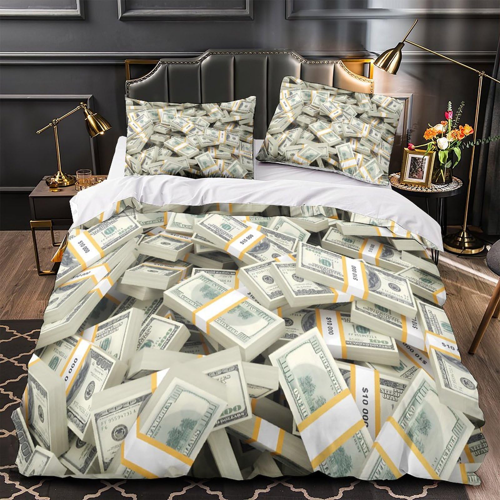 Housse de couette liasse de billets 140x200 microfibre