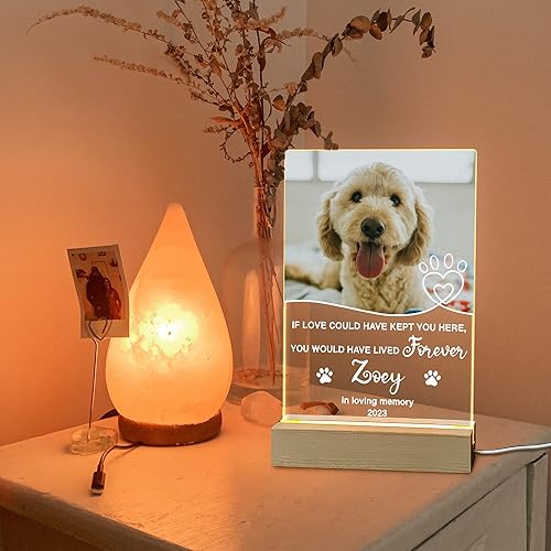 Miniatura 7 de Marco de fotos acrílico con luz nocturna, 6 x 8 pulgadas, gato, acabado brillante, regalo conmemorativo personalizado para perros dueños de mascotas