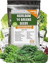 14 Varieties Heirloom Non-GMO Lettuce and Greens Seeds Pack for Outdoor and Indoor Gardening & Hydroponics, 6380 Seeds - Spinach, Bibb, Iceberg, Butter, Oakleaf, Black Seeded Simpson, Romaine & More