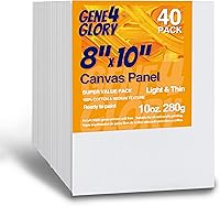 GEGN4GLORY 8x10 Inch Canvas Panels 40 Pack - Triple Primed Blank Canvas Boards for Oil & Acrylic Painting