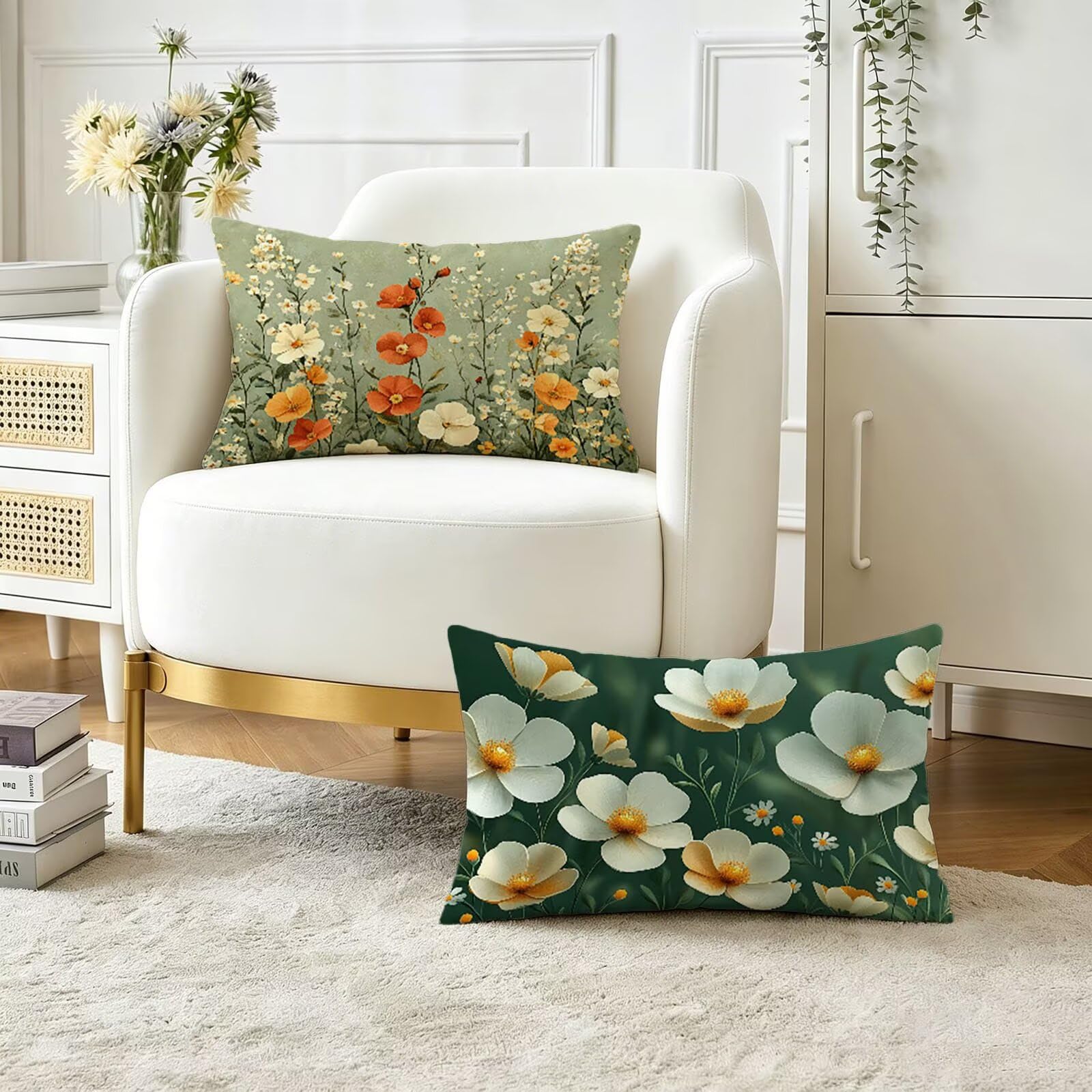 Coussins canapé décoratif fleur 40x60 cm pour terrasse et salon