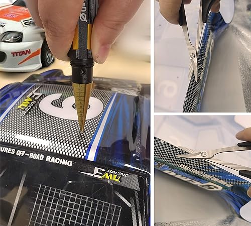 Miniatura 6 de Escariador de cuerpo RC 0.000-0.551 in perforador de agujero con manga y tijeras curvas y tijeras rectas Set RC montaje de carrocería de coche para