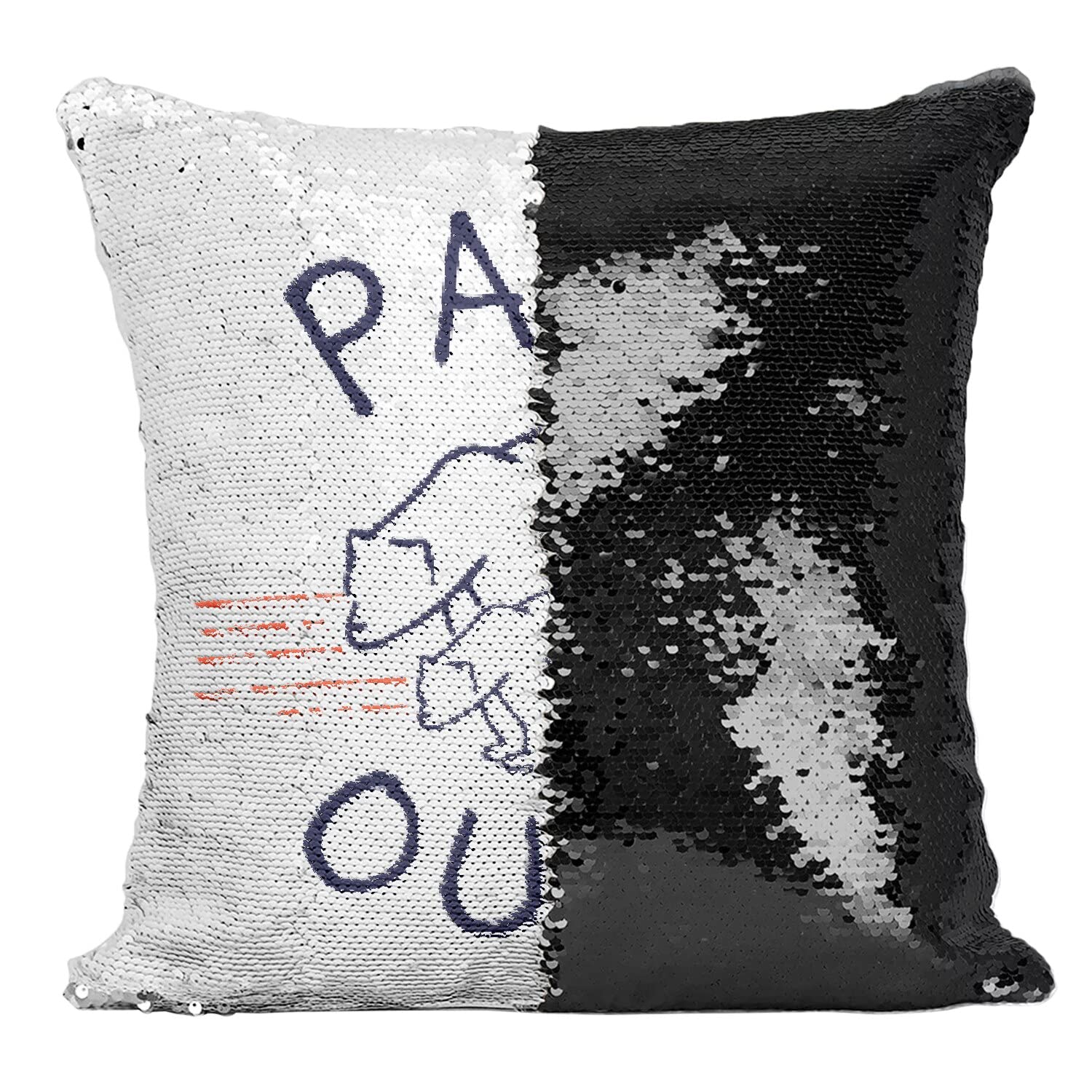 Coussin Paillettes Noir Papa Ours | Idée Cadeau Anniversaire Fête