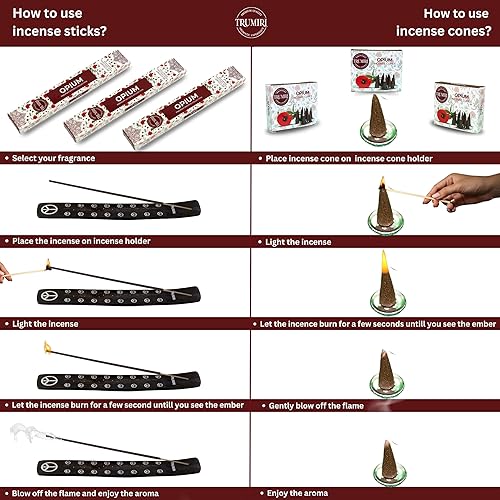 Miniatura 4 de Paquete combinado de varillas de incienso y conos de incienso perfumados de opio, 60 varillas de incienso + 30 conos de insencia, incienso, conos de